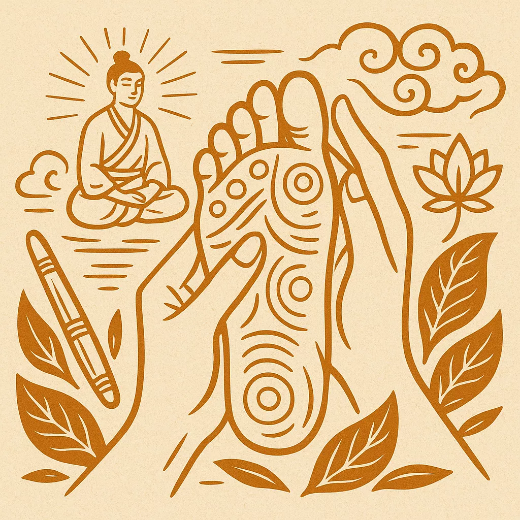 Massage Nuad Thao traditionnel pratiqué sur les pieds dans un cadre relaxant
