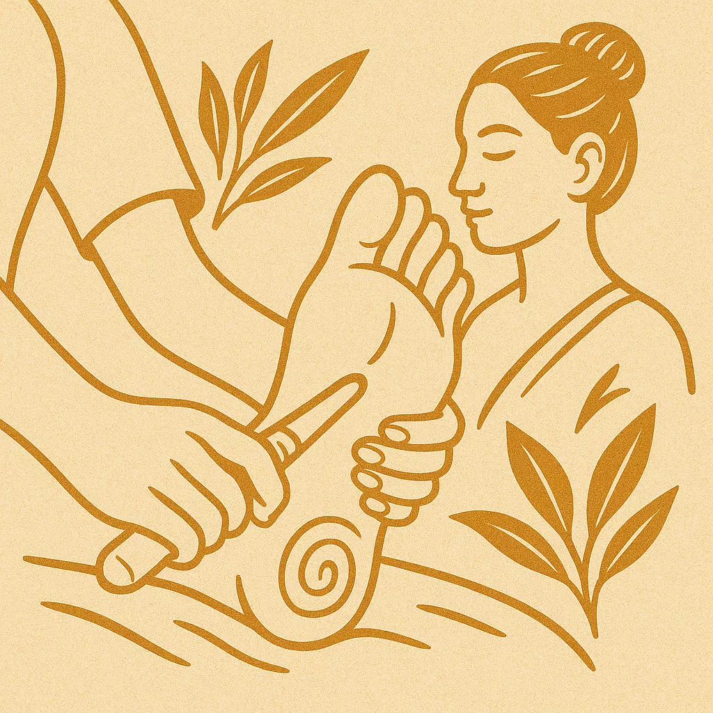 Massage bien-être des pieds visant détente, drainage et revitalisation