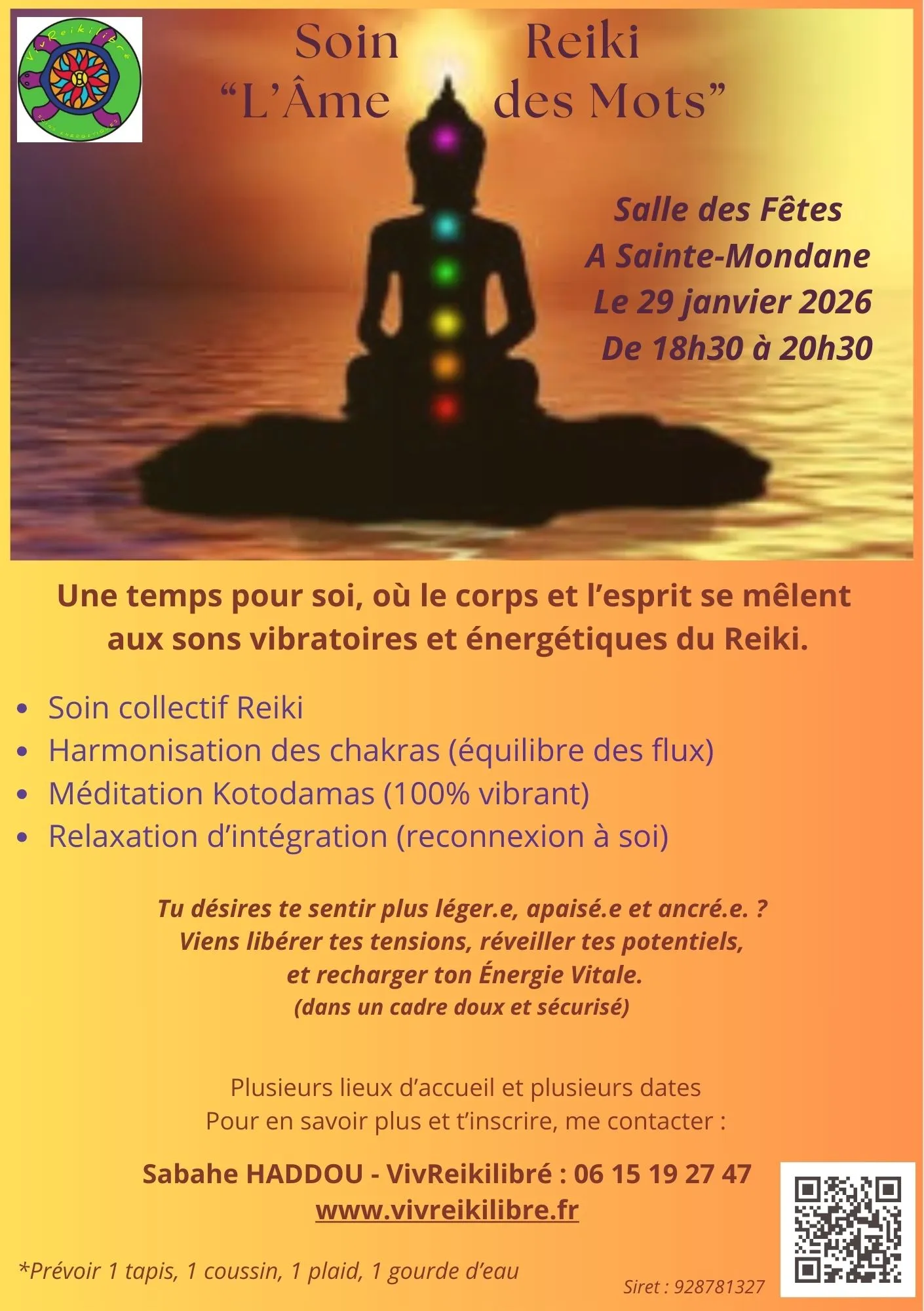 Affiche de l’actualité : Atelier Soin collectif Reiki